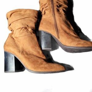 APT 9 Womens Brown Side Zip Ankle Boots Size 8 M